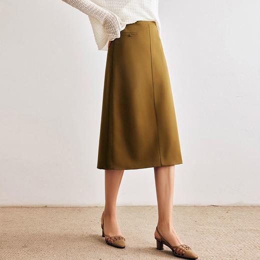 OLrain欧芮儿法式卡其色半身裙女早春2023新款高腰显瘦直筒铅笔裙 商品图2