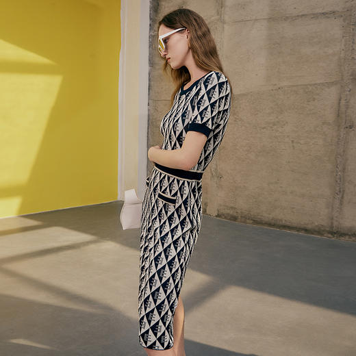 EITIE爱特爱夏季新款时尚舒适透气针织显瘦连衣裙女7301008 商品图3