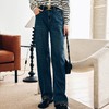 OLrain欧芮儿法式蓝色牛仔裤女早春2023年新款高腰直筒阔腿长裤 商品缩略图13