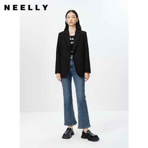 NEELLY纳俪商场同款黑色西装外套女2023春季新款一粒扣上衣时尚N23021W01060 商品图1