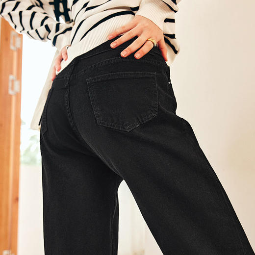 OLrain欧芮儿法式黑色牛仔裤女早春2023年新款高腰显瘦小脚萝卜裤 商品图2