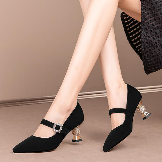 优雅百搭，手工真皮羊反皮尖头高跟单鞋HY-H3096 商品图5