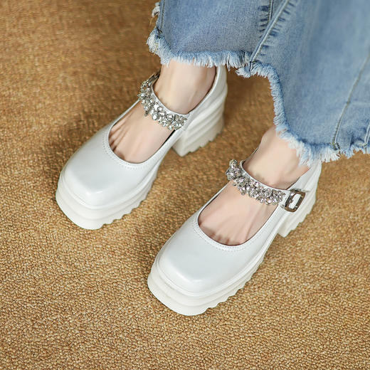 舒适减龄，厚底增高钉珠平头玛丽珍皮鞋ZM-M2879 商品图8