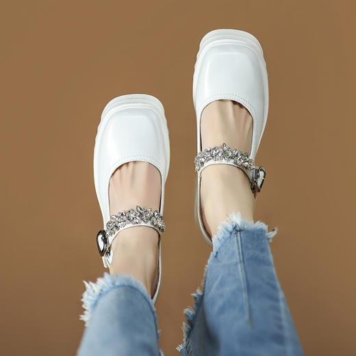 舒适减龄，厚底增高钉珠平头玛丽珍皮鞋ZM-M2879 商品图5