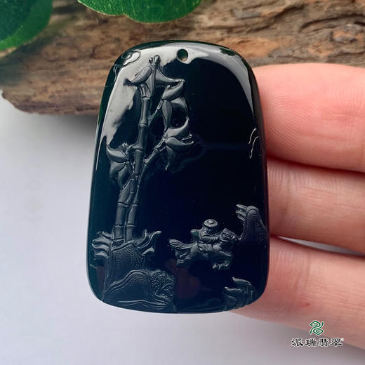 派瑞翡翠 翡翠挂件 糯种 墨翠 商品图2