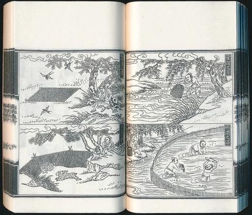 《尔雅图》，线装2册，64开巾箱本，据嘉庆六年影刻宋绘图本影印，连函尺寸 15.5×10.5厘米，厚3.7厘米。慕宋阁出品，约150个筒子页，300面，售价198元。 商品图10