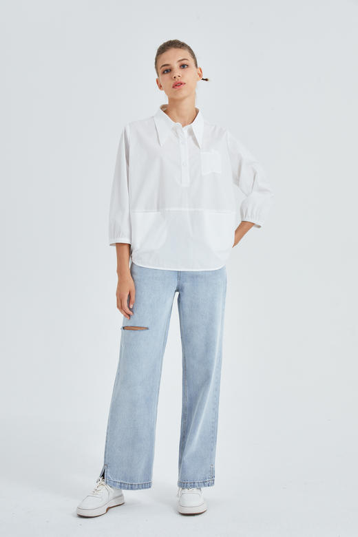 水淼大码女装2024春新款胖mm200斤韩版宽松显瘦牛仔裤7206 商品图3