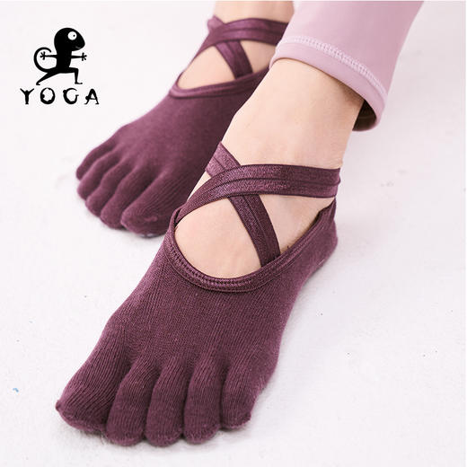 壁虎瑜伽【2302WZ226】防滑露背织带五指瑜伽袜【5天发货】 商品图3