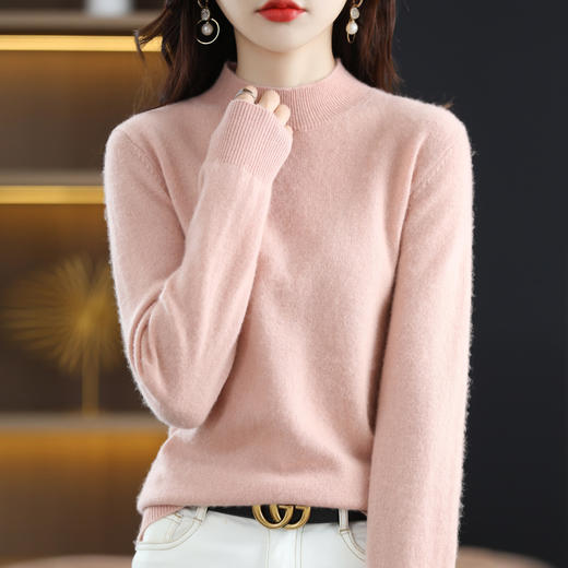 2023年春秋新款打底衫100%纯羊毛半高领针织衫 商品图6