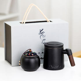 陶瓷茶水分离茶韵办公杯礼盒装
