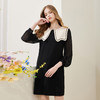 QE85A斯尔丽瑟俪2023春新款娃娃领灯笼袖小黑裙连衣裙 商品缩略图0