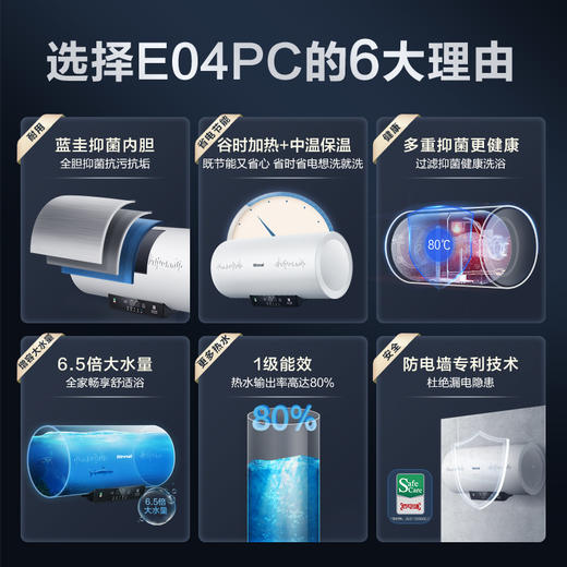 Rinnai/林内 电热水器60升家用洗澡速热储水式节能一级能效E04PC 商品图1