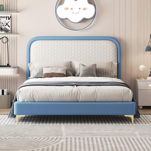 喜梦宝软包床儿童床现代简约软床青少年单人床轻奢皮床卧室六号空间 商品图0