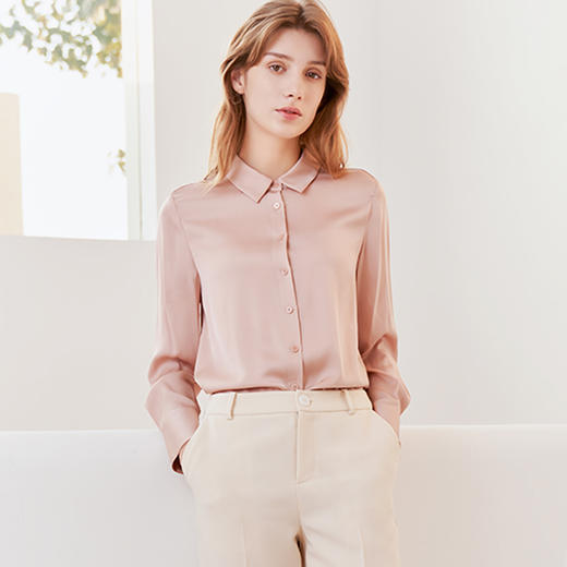 【方领桑蚕丝衬衫】23年春夏新品真丝上衣时尚方领通勤薄款上衣 商品图0