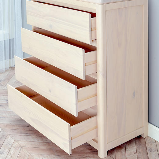 喜梦宝全实木斗柜现代简约四斗柜松木置物柜带抽屉储物柜子 薄荷 商品图3