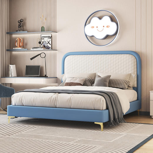 喜梦宝软包床儿童床现代简约软床青少年单人床轻奢皮床卧室六号空间 商品图1