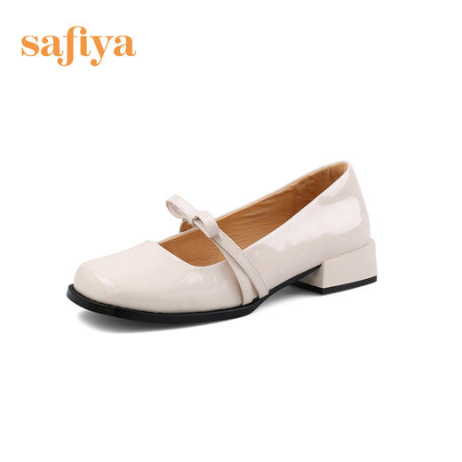 Safiya/索菲娅 法式方头2023年春季新款蝴蝶结粗跟复古玛丽珍单鞋 SF31111056 商品图13