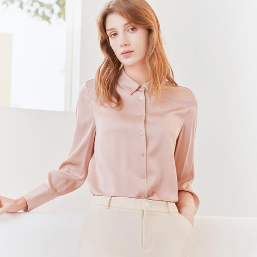 【方领桑蚕丝衬衫】23年春夏新品真丝上衣时尚方领通勤薄款上衣 商品图1