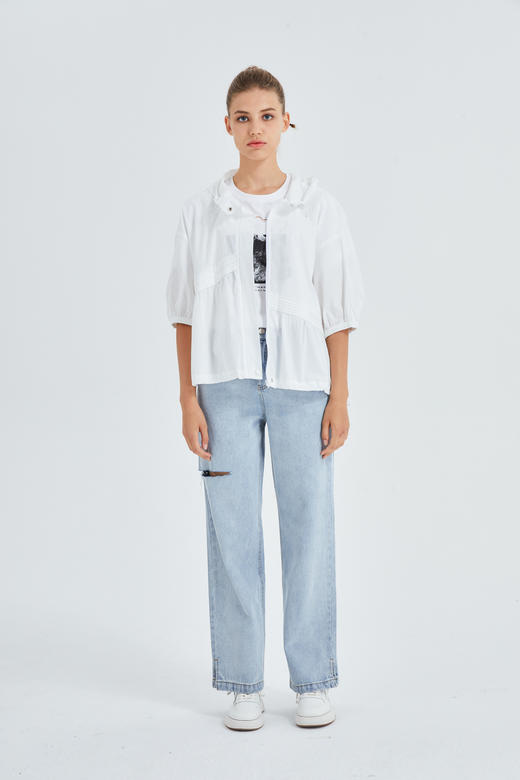 水淼大码女装2024春新款胖mm200斤韩版宽松显瘦牛仔裤7206 商品图4