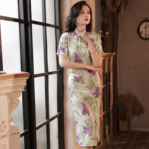 YG-2170春夏新款复古民国风真开大花旗袍气质优雅温婉淑女范 商品图0
