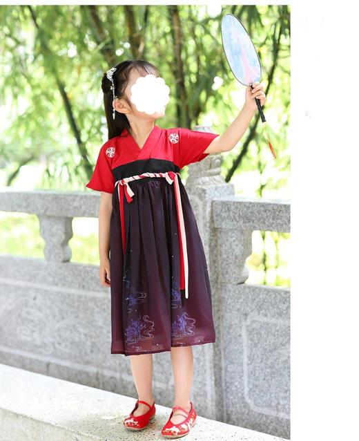 裁缝学苑 TD23女童改良汉服襦裙1:1实物服装纸样剪裁图纸牛皮纸样 商品图2