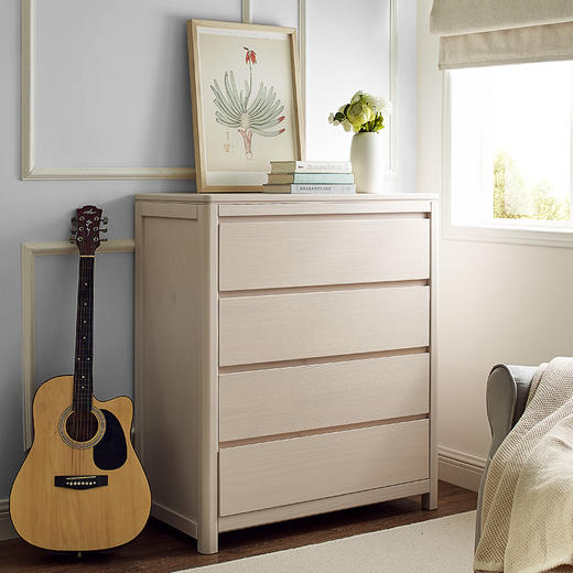 喜梦宝全实木斗柜现代简约四斗柜松木置物柜带抽屉储物柜子 薄荷 商品图0