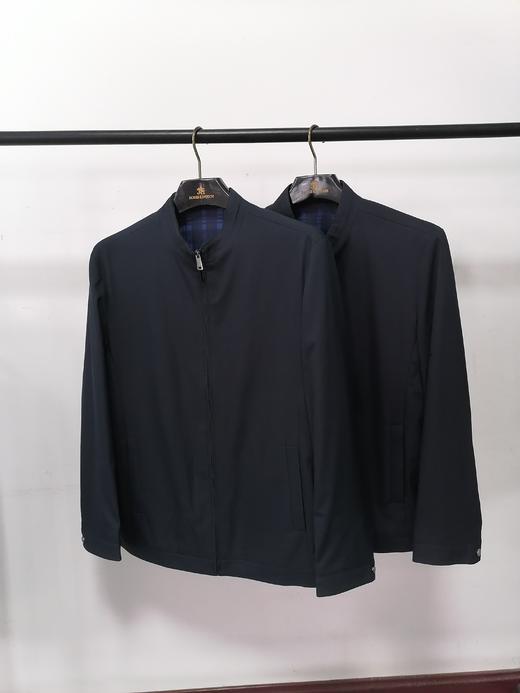 占姆士立领夹克抗皱2023春秋中年爸爸装外套干部商务休闲茄克 商品图2