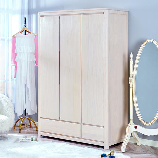 喜梦宝全实木衣柜现代简约三门衣柜松木儿童衣柜二门衣柜 薄荷 商品图1
