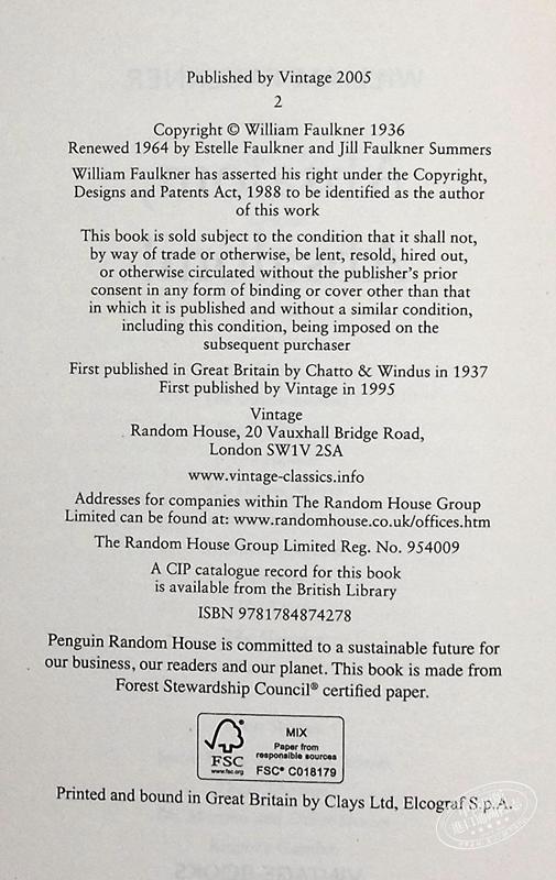 【中商原版】押沙龙 押沙龙 英文原版 Absalom Absalom Vintage Classics William Faulkner 福克纳 经典小说 商品图4