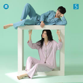 【超柔软】自然醒情侣睡衣莫代尔春款女无勒痕腰头纯棉AAAAA简约男士套装家居服抗菌JLM