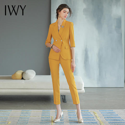 IWY/黄色职业经理人正装女高端大气西装套装春季新款高端职场女装CP1585-Y 商品图2