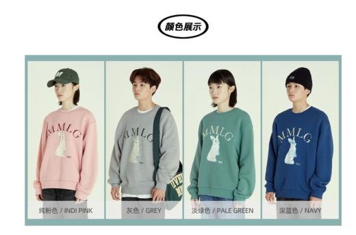 前兔无量 87MM1G 兔子刺绣印花圆领宽松套头毛圈卫衣  WY694 商品图1