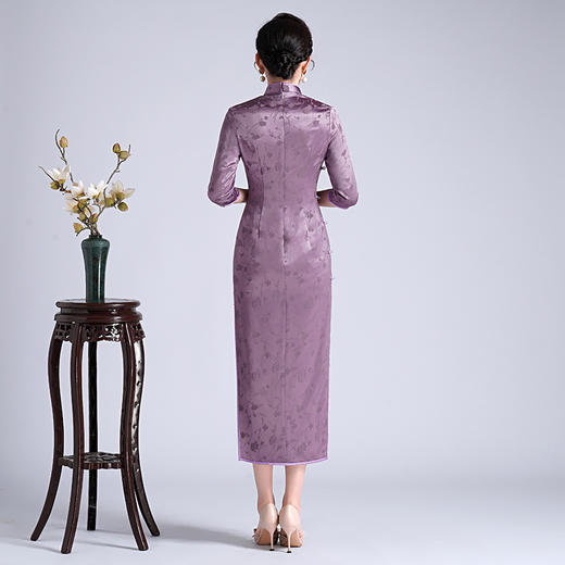 国风立领旗袍连衣裙，中式复古修身显瘦长款旗袍LHS-06187 商品图3