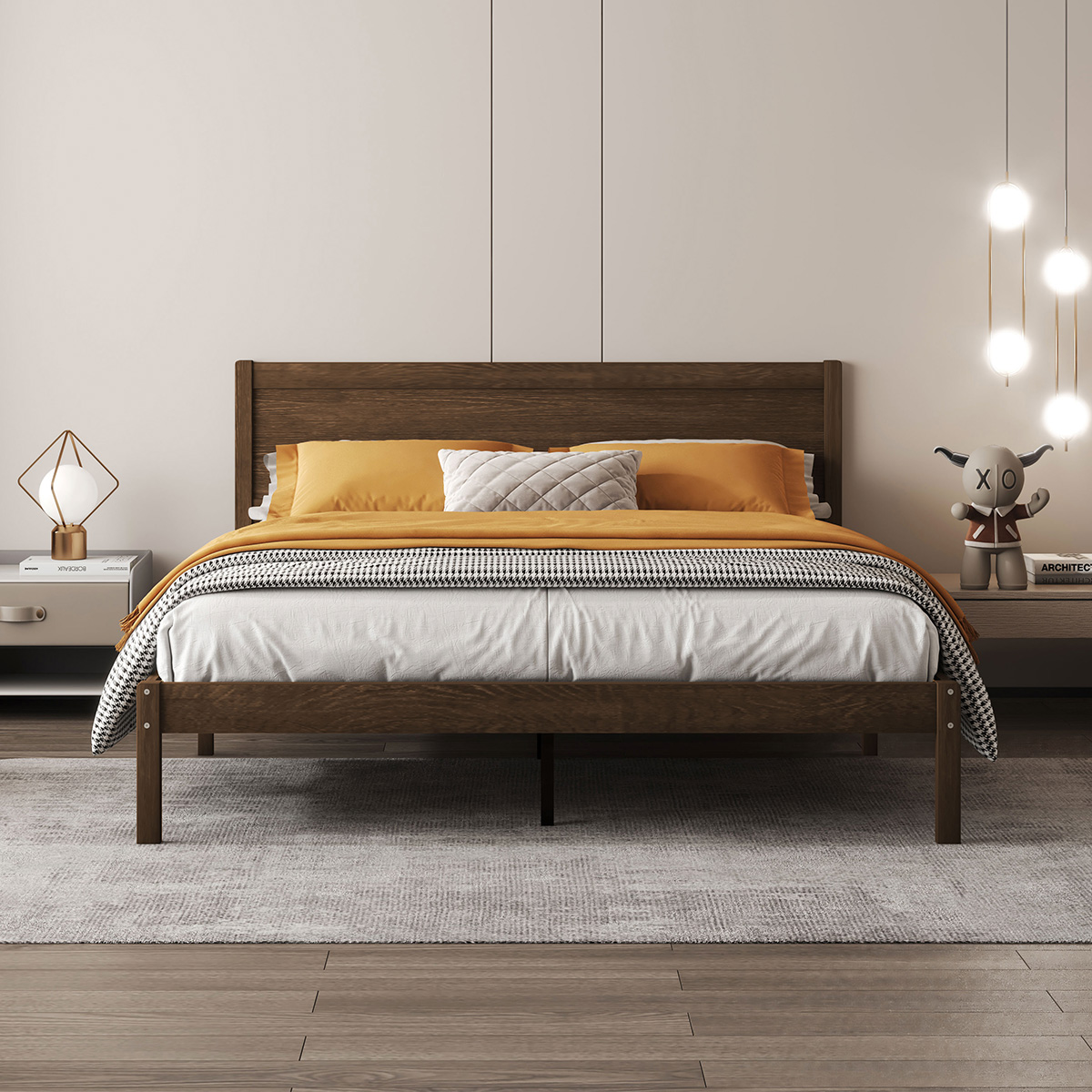 喜梦宝现代简约橡胶木双人床北欧小户型卧室原木大床摩洛哥系列