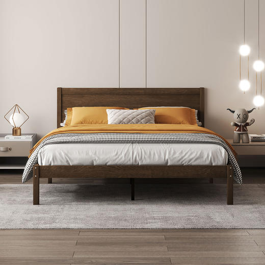 喜梦宝现代简约橡胶木双人床北欧小户型卧室原木大床摩洛哥系列 商品图0