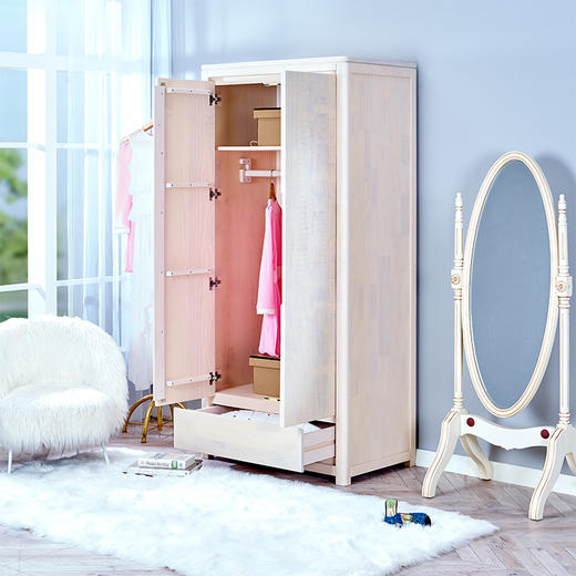 喜梦宝全实木衣柜现代简约三门衣柜松木儿童衣柜二门衣柜 薄荷 商品图2