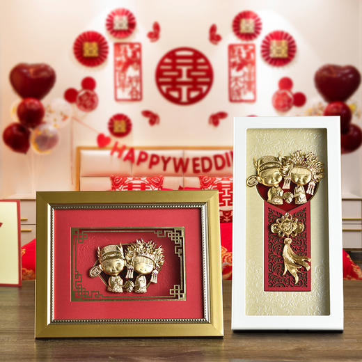 金陵金箔吉庆娃娃结婚礼物金箔画摆件 商品图3