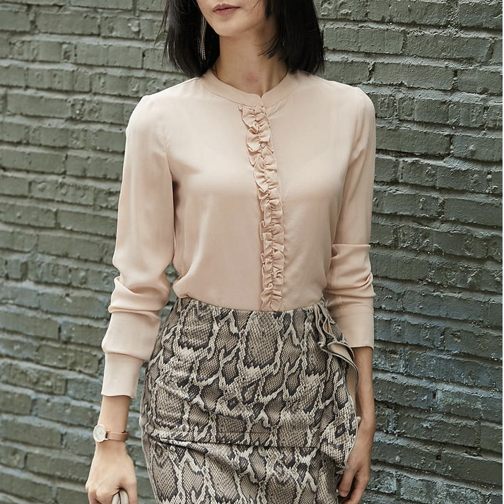 J9233750A颈袖添香2024新款花边真丝衬衫（四季可穿）