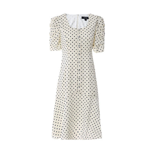 EITIE爱特爱春季新款气质优雅洋气波点复古收腰显瘦方领连衣裙6907633 商品图5