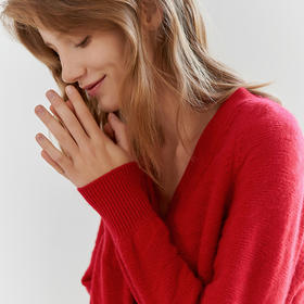 【纯羊绒针织V领开衫】23年早春新品女士短款针织开衫暗纹提花针织小外套