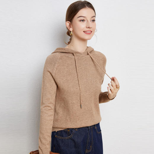 纤束马蜂窝纹路针织连帽衫 N-052 商品图1