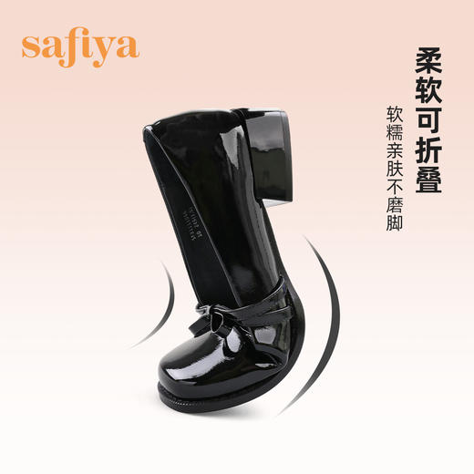 Safiya/索菲娅 法式方头2023年春季新款蝴蝶结粗跟复古玛丽珍单鞋 SF31111056 商品图5