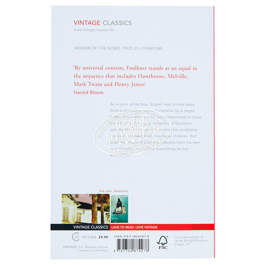 【中商原版】押沙龙 押沙龙 英文原版 Absalom Absalom Vintage Classics William Faulkner 福克纳 经典小说 商品图1