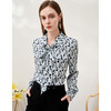 EITIE爱特爱春季新款洋气职业干练显瘦系带几何印花衬衫上衣6909610 商品缩略图2