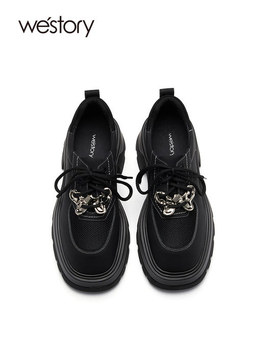 westory23年春新款复古美式金属扣学院乐福鞋小个子厚底增高55451 商品图2