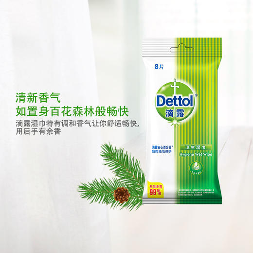 【滴露】卫生湿巾 杀菌消毒学生旅行便携装非酒精 10件装 商品图2