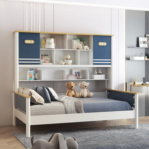 喜梦宝成人床储物男孩蓝色床简约现代抽屉储物 头号选手 商品图1