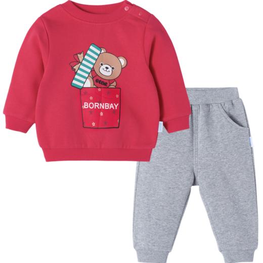 贝贝怡女童卫衣套装时尚洋气宽松外穿加绒两件套春秋新款百搭休闲 商品图3