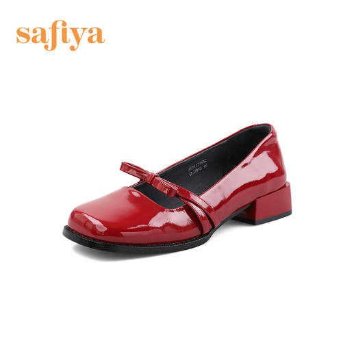 Safiya/索菲娅 法式方头2023年春季新款蝴蝶结粗跟复古玛丽珍单鞋 SF31111056 商品图14