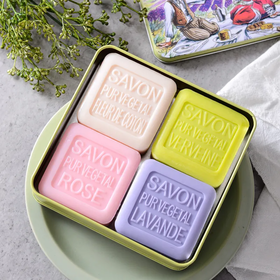 【预售急单慎拍】法国原装格拉斯植物香氛精油香皂100g*4块装节日礼盒
